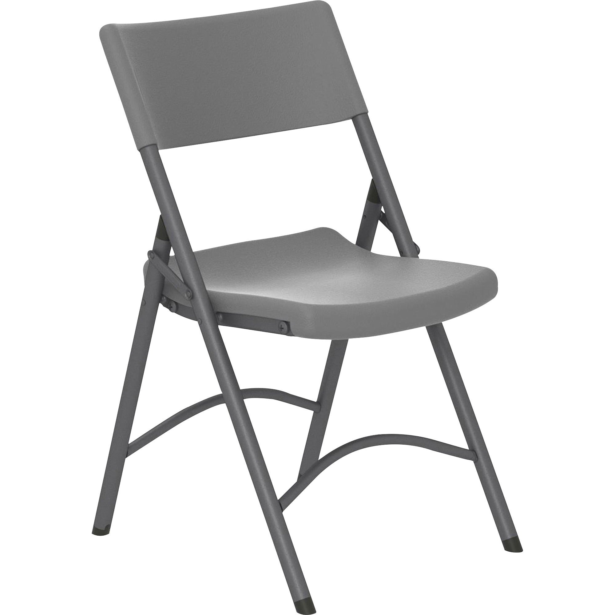 Cosco Zown Classic Commercial Resin Folding Chair - Gray Seat - Gray Back - Gray Steel, High Density Resin, High-density Polyethylene (HDPE) Frame - Four-legged Base - 1 Each - 1