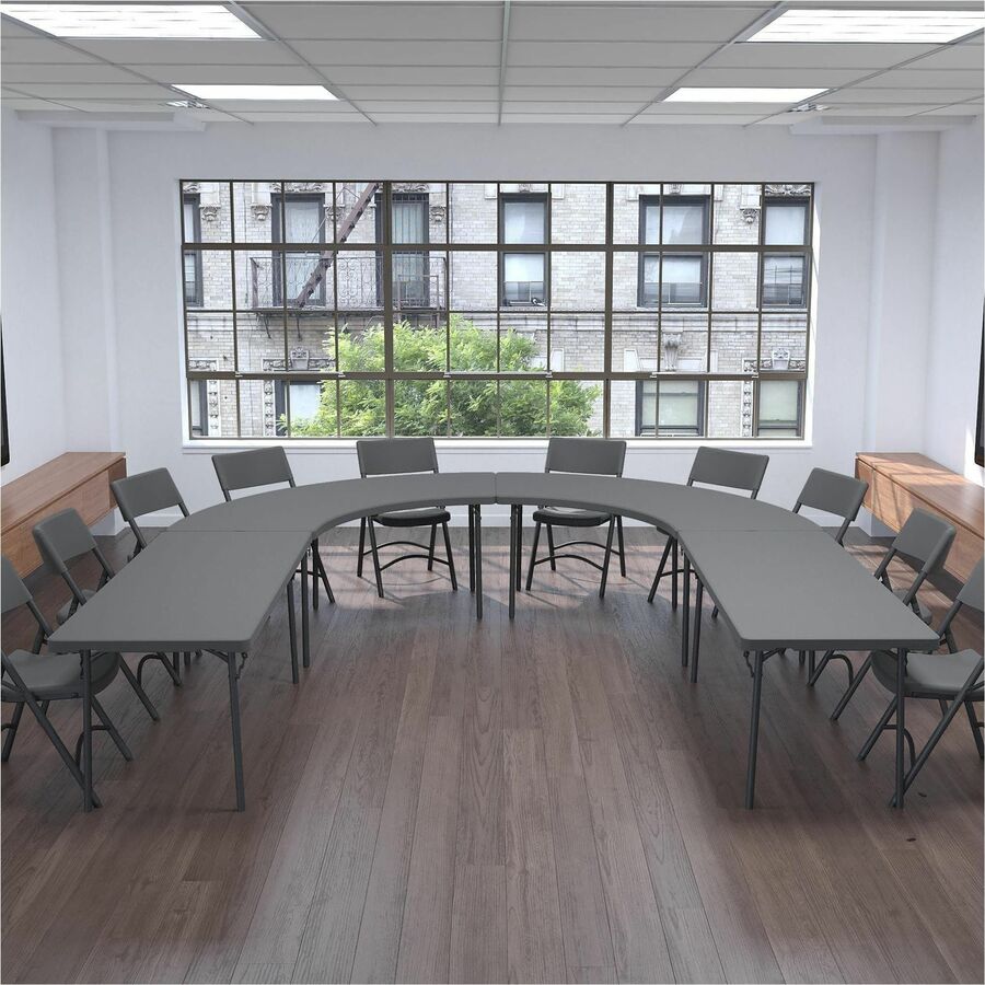 Cosco Zown Classic Commercial Resin Folding Chair - Gray Seat - Gray Back - Gray Steel, High Density Resin, High-density Polyethylene (HDPE) Frame - Four-legged Base - 1 Each