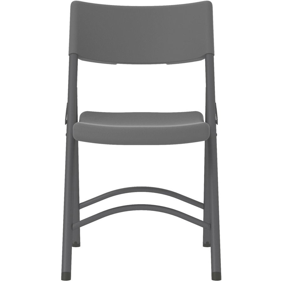 Cosco Zown Classic Commercial Resin Folding Chair - Gray Seat - Gray Back - Gray Steel, High Density Resin, High-density Polyethylene (HDPE) Frame - Four-legged Base - 1 Each
