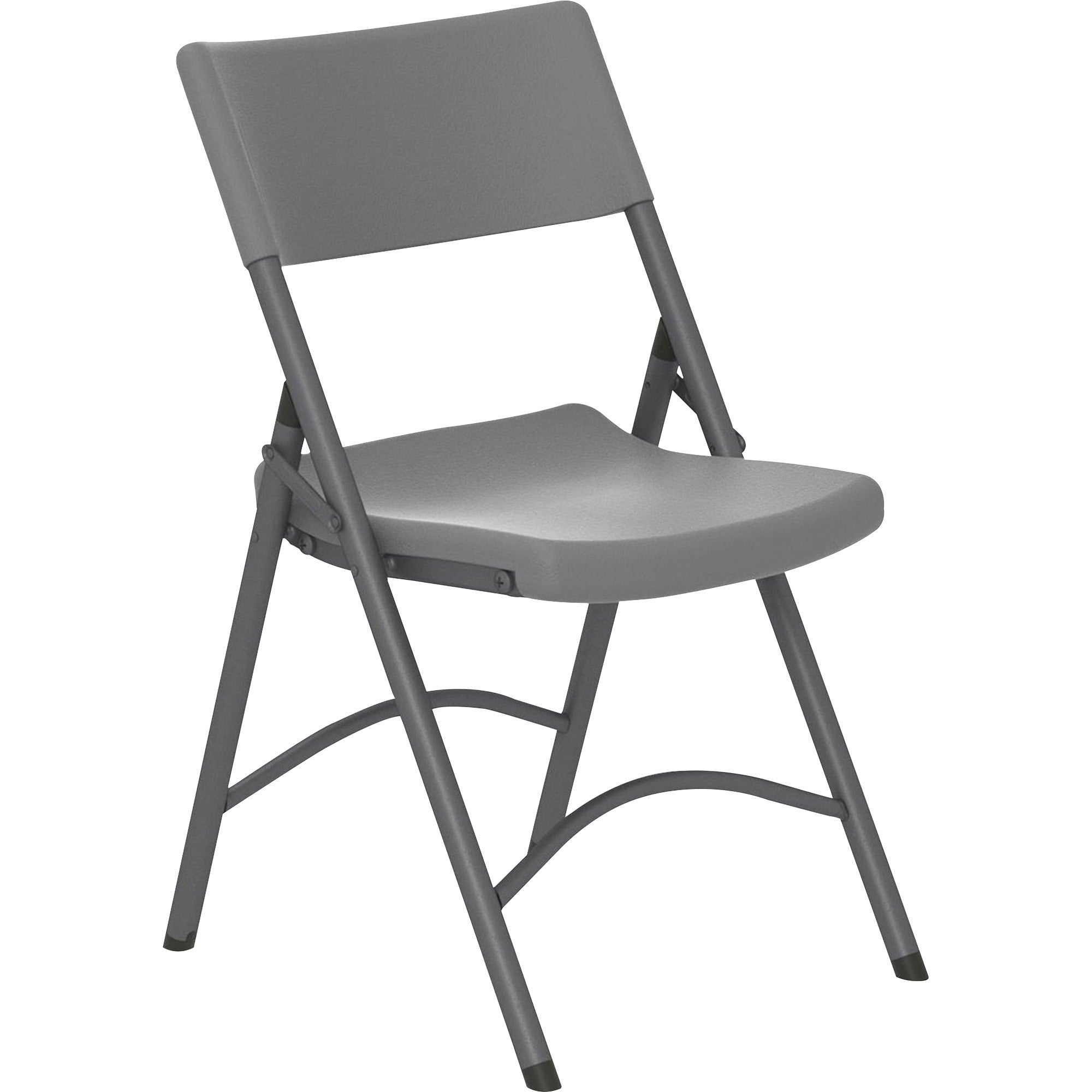 Cosco Zown Classic Commercial Resin Folding Chair - Gray Seat - Gray Back - Gray Steel, High Density Resin, High-density Polyethylene (HDPE) Frame - Four-legged Base - 1 Each