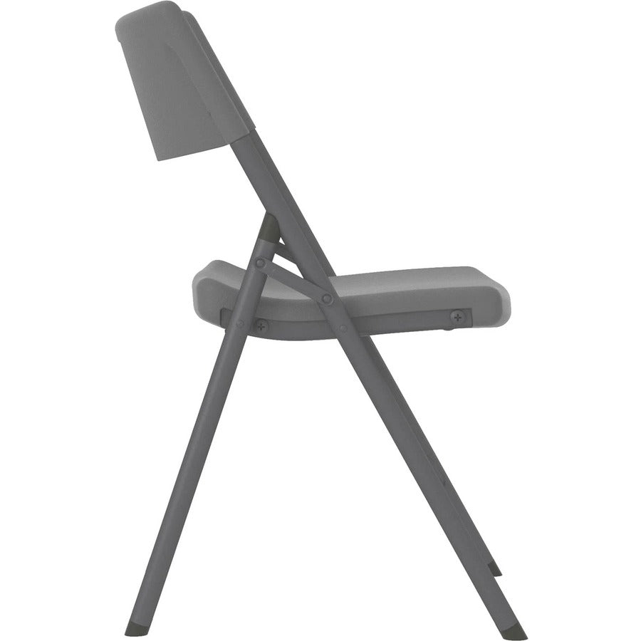 Cosco Zown Classic Commercial Resin Folding Chair - Gray Seat - Gray Back - Gray Steel, High Density Resin, High-density Polyethylene (HDPE) Frame - Four-legged Base - 1 Each