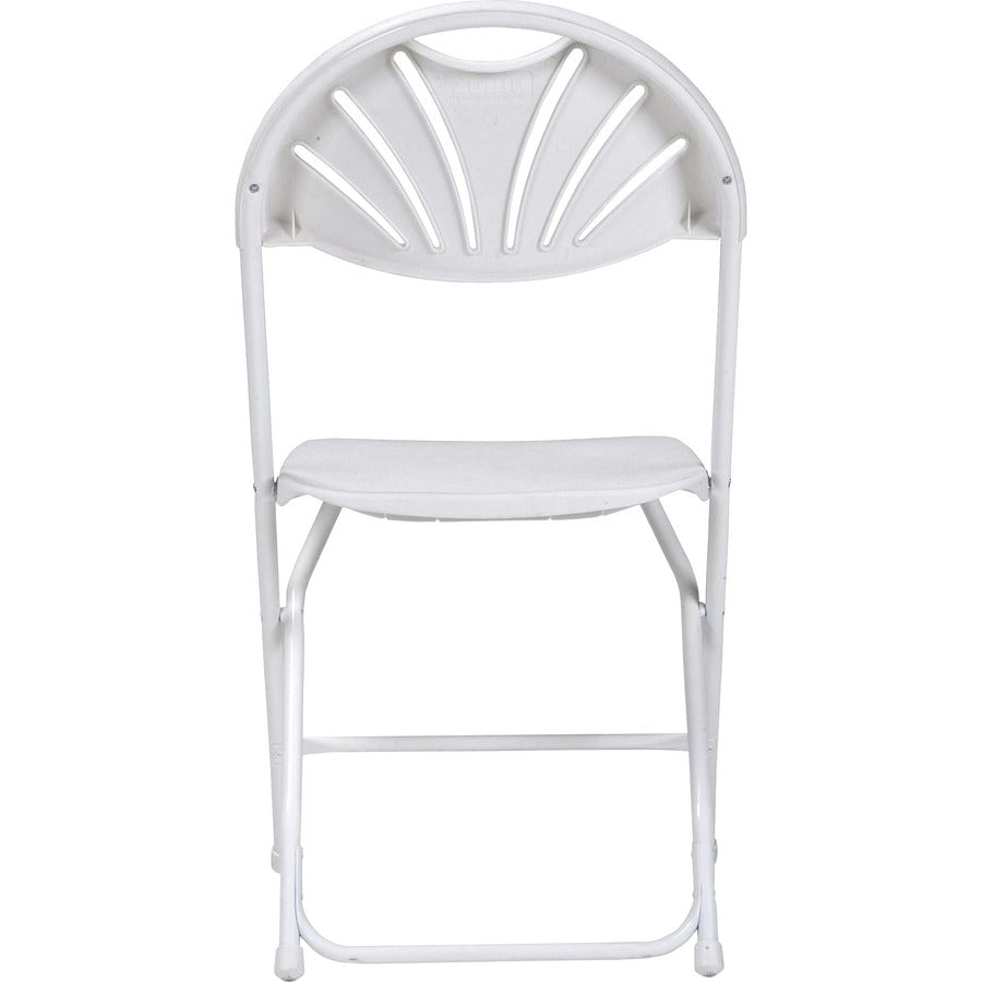 Dorel Zown Premium Fan Back Folding Chair - White Seat - White Polyethylene Back - White Powder Coated Steel Frame - Four-legged Base - 8 / Carton