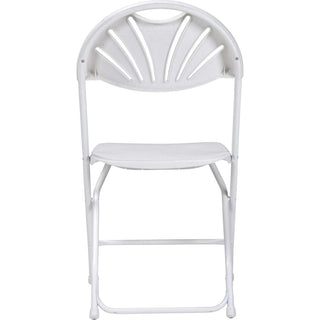 Dorel Zown Premium Fan Back Folding Chair - White Seat - White Polyethylene Back - White Powder Coated Steel Frame - Four-legged Base - 8 / Carton