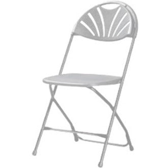 Dorel Zown Premium Fan Back Folding Chair - White Seat - White Polyethylene Back - White Powder Coated Steel Frame - Four-legged Base - 8 / Carton
