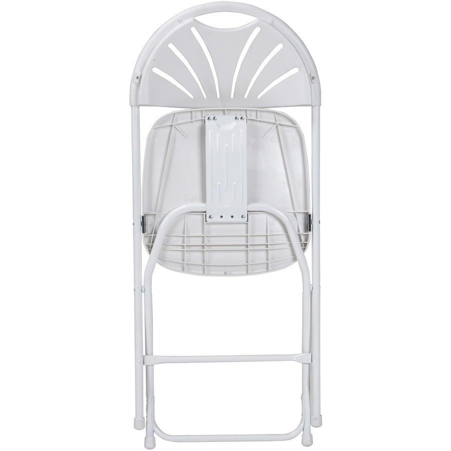 Dorel Zown Premium Fan Back Folding Chair - White Seat - White Polyethylene Back - White Powder Coated Steel Frame - Four-legged Base - 8 / Carton