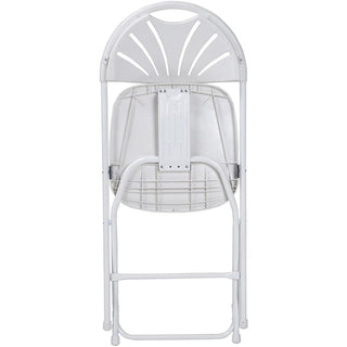 Dorel Zown Premium Fan Back Folding Chair - White Seat - White Polyethylene Back - White Powder Coated Steel Frame - Four-legged Base - 8 / Carton