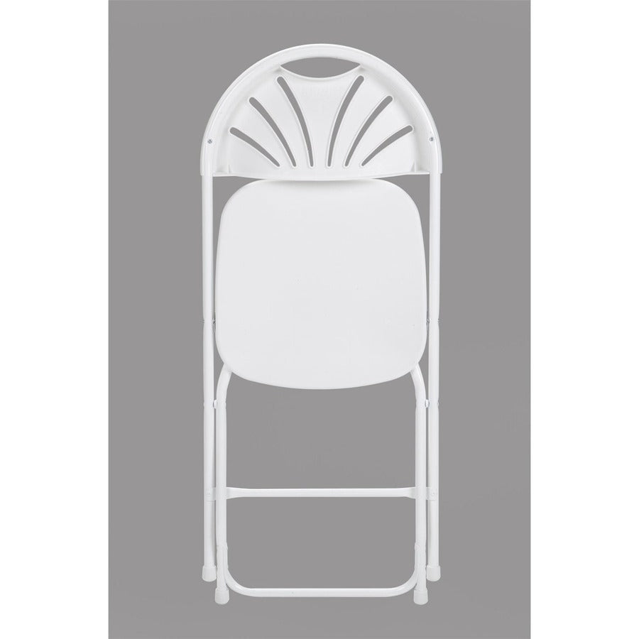 Dorel Zown Premium Fan Back Folding Chair - White Seat - White Polyethylene Back - White Powder Coated Steel Frame - Four-legged Base - 8 / Carton