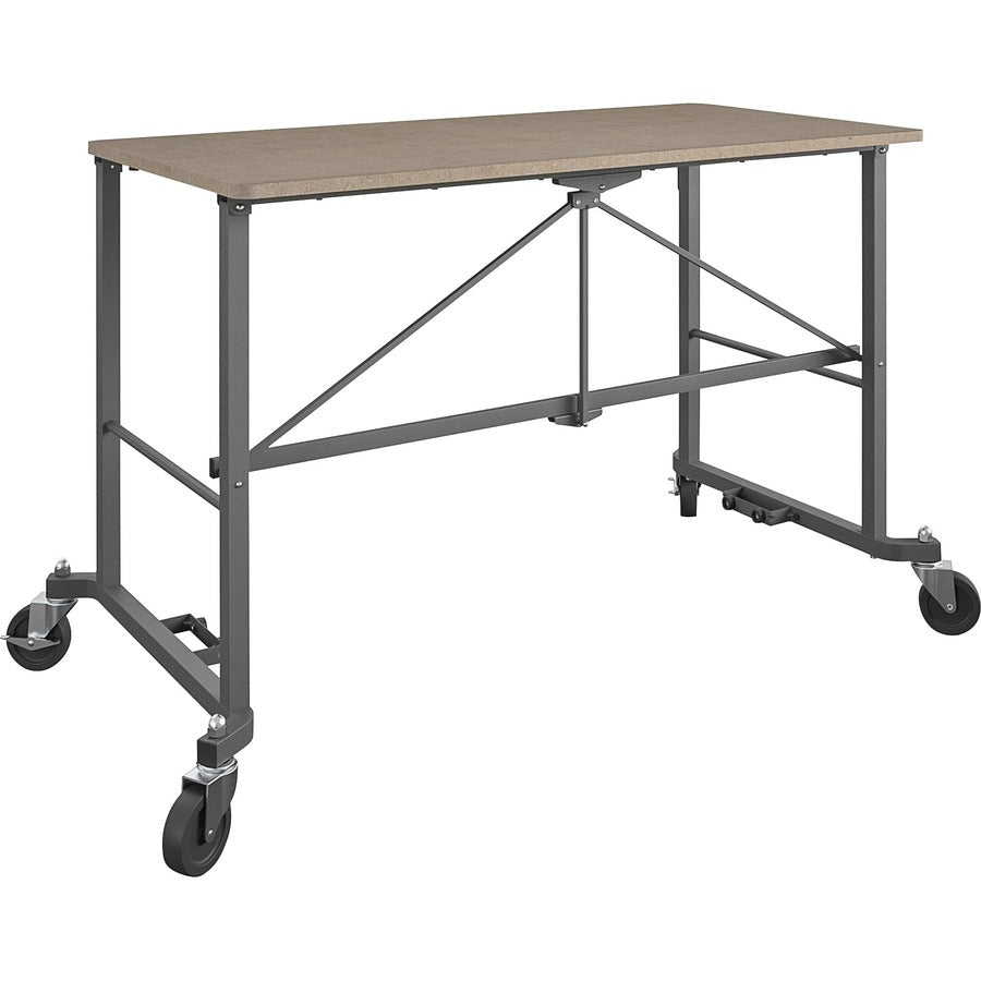 Cosco Smartfold Portable Work Desk Table - For - Table TopRectangle Top - Four Leg Base - 4 Legs - 350 lb Capacity x 51.40" Table Top Width x 26.50" Table Top Depth - 55.45" Height - Assembly Required - Brown - Steel - Medium Density Fiberboard (MDF)
