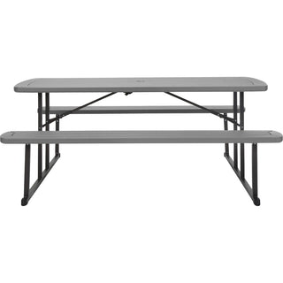 Cosco Folding Picnic Table - For - Table TopTaupe Top - 800 lb Capacity x 72" Table Top Width x 57" Table Top Depth - 29" Height - Wood Grain, Resin Top Material - 1 Each