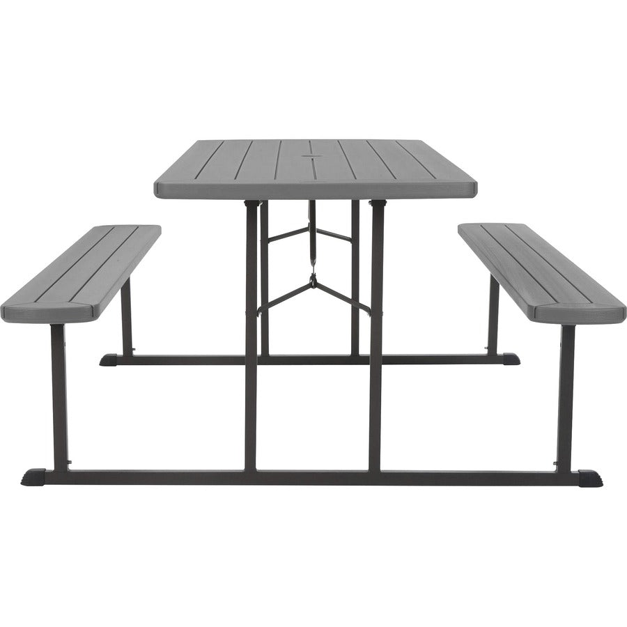 Cosco Folding Picnic Table - For - Table TopTaupe Top - 800 lb Capacity x 72" Table Top Width x 57" Table Top Depth - 29" Height - Wood Grain, Resin Top Material - 1 Each
