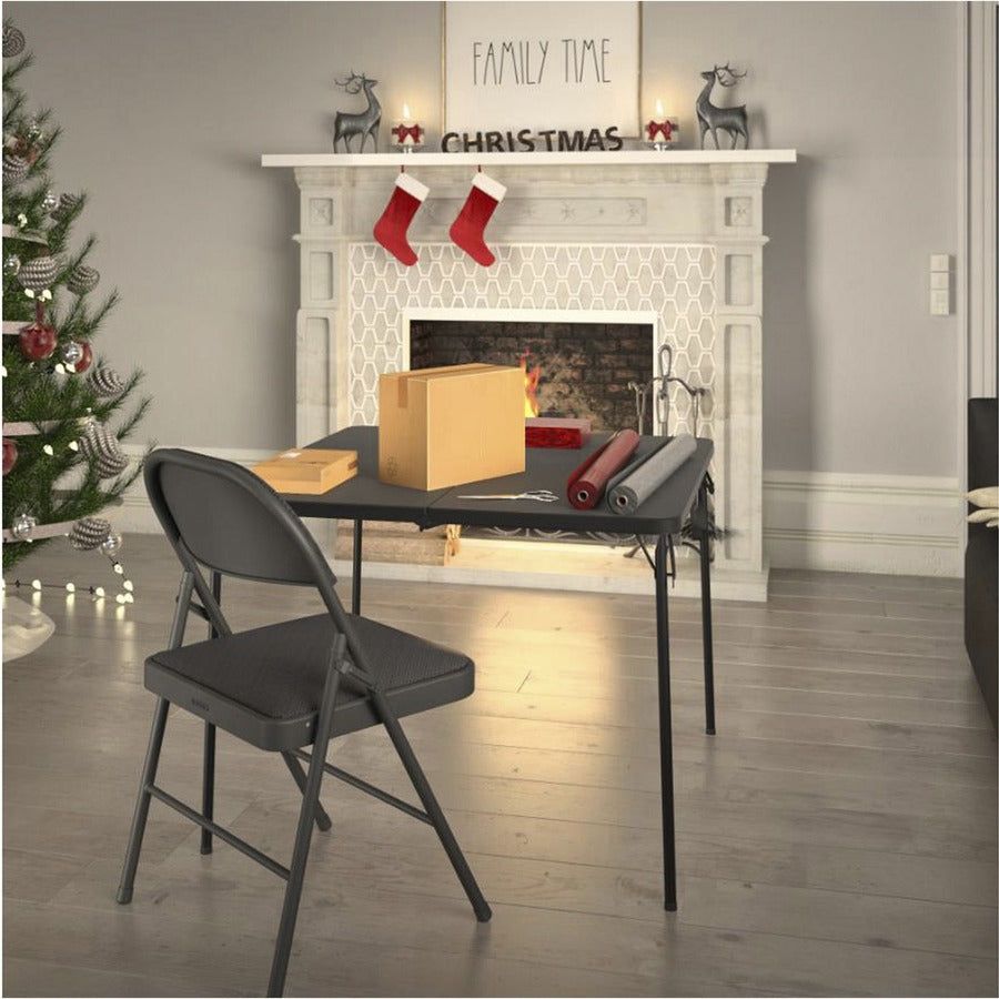 Cosco XL Fold-in-Half Card Table - Four Leg Base - 4 Legs - 200 lb Capacity x 38.50" Table Top Width x 38.50" Table Top Depth - 29.50" Height - Black - 1 Each