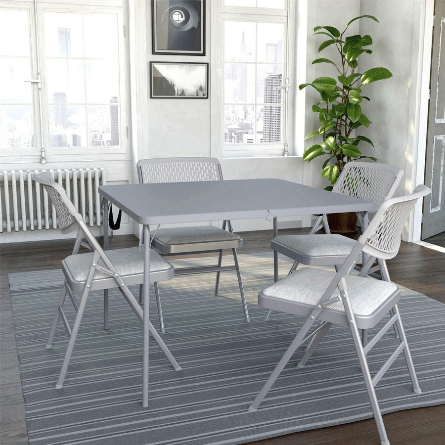 Cosco XL Fold-in-Half Card Table - Four Leg Base - 4 Legs - 200 lb Capacity x 38.50" Table Top Width x 38.50" Table Top Depth - 29.50" Height - Gray - 1 Each