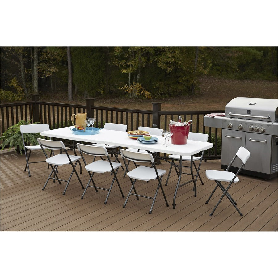 Cosco Fold-in-Half Blow Molded Table - For - Table TopRectangle Top - Four Leg Base - 4 Legs - 300 lb Capacity x 30" Table Top Width x 96" Table Top Depth - 29.25" Height - White - 1 Each