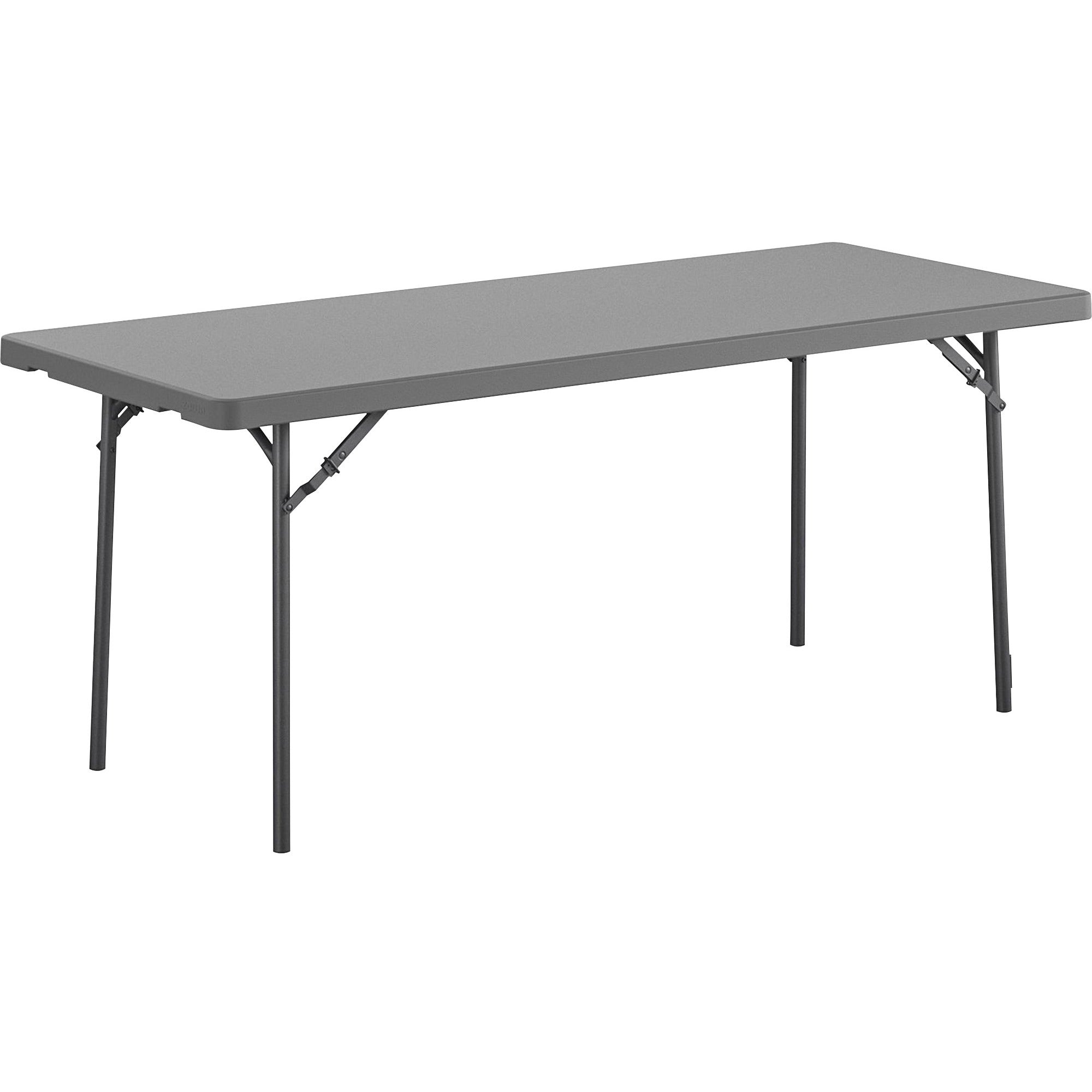 Dorel Zown Corner Blow Mold Large Folding Table - 4 Legs - 800 lb Capacity x 72" Table Top Width x 30" Table Top Depth - 29.25" Height - Gray - High-density Polyethylene (HDPE), Resin - 1 Each - 1