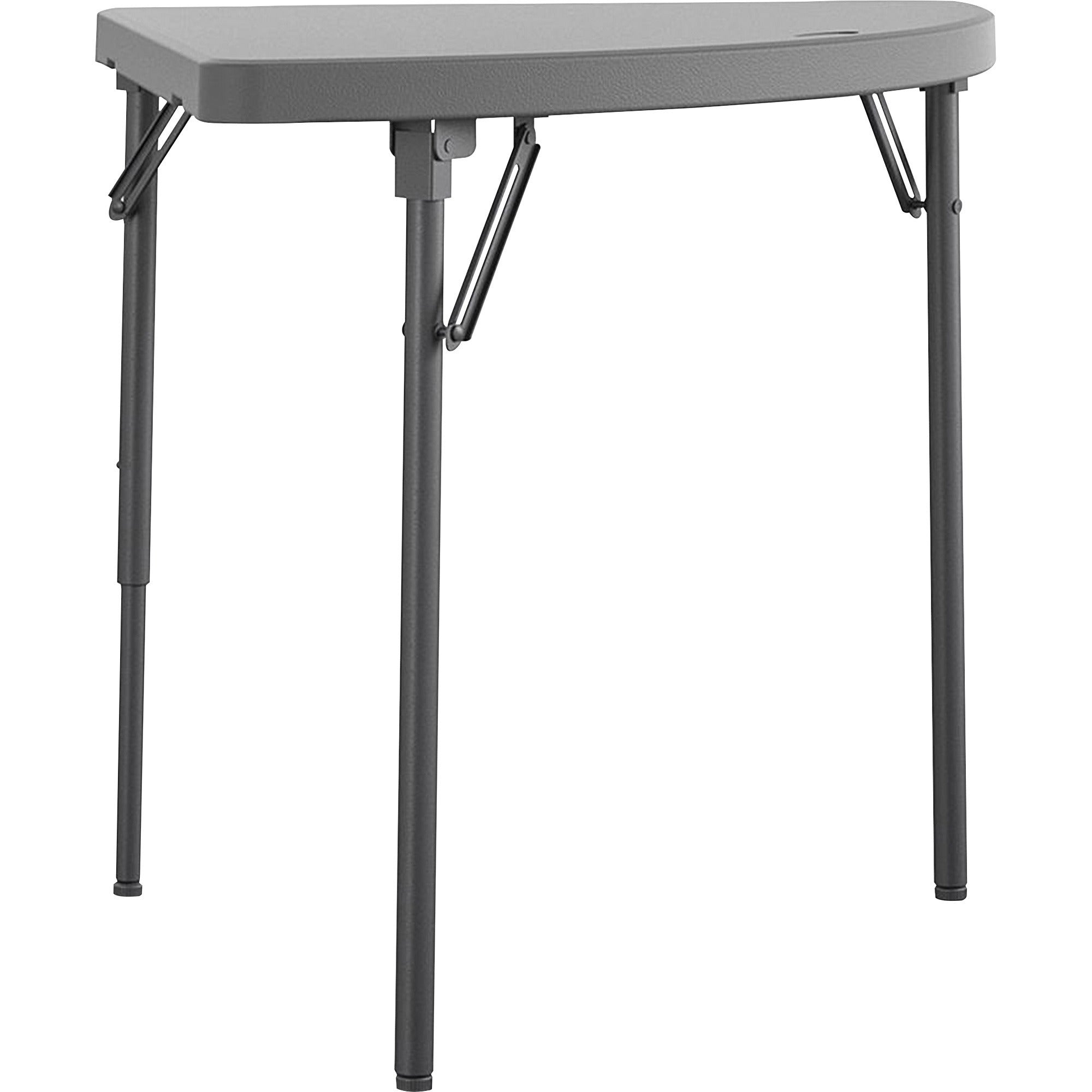 Dorel Zown Classic 24" Corner Blow Mold Fold Table - For - Table TopHalf Moon Top - 3 Legs - 200 lb Capacity x 29.50" Table Top Width x 29.20" Table Top Depth - 29.50" Height - Gray - High-density Polyethylene (HDPE), Resin - 2 / Carton - 1