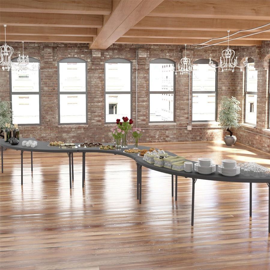 Dorel Zown Moon Commercial Blow Mold Folding Table - 5 Legs - 600 lb Capacity x 30" Table Top Width x 92.60" Table Top Depth - 29.25" Height - Gray - High-density Polyethylene (HDPE) - 1 Each