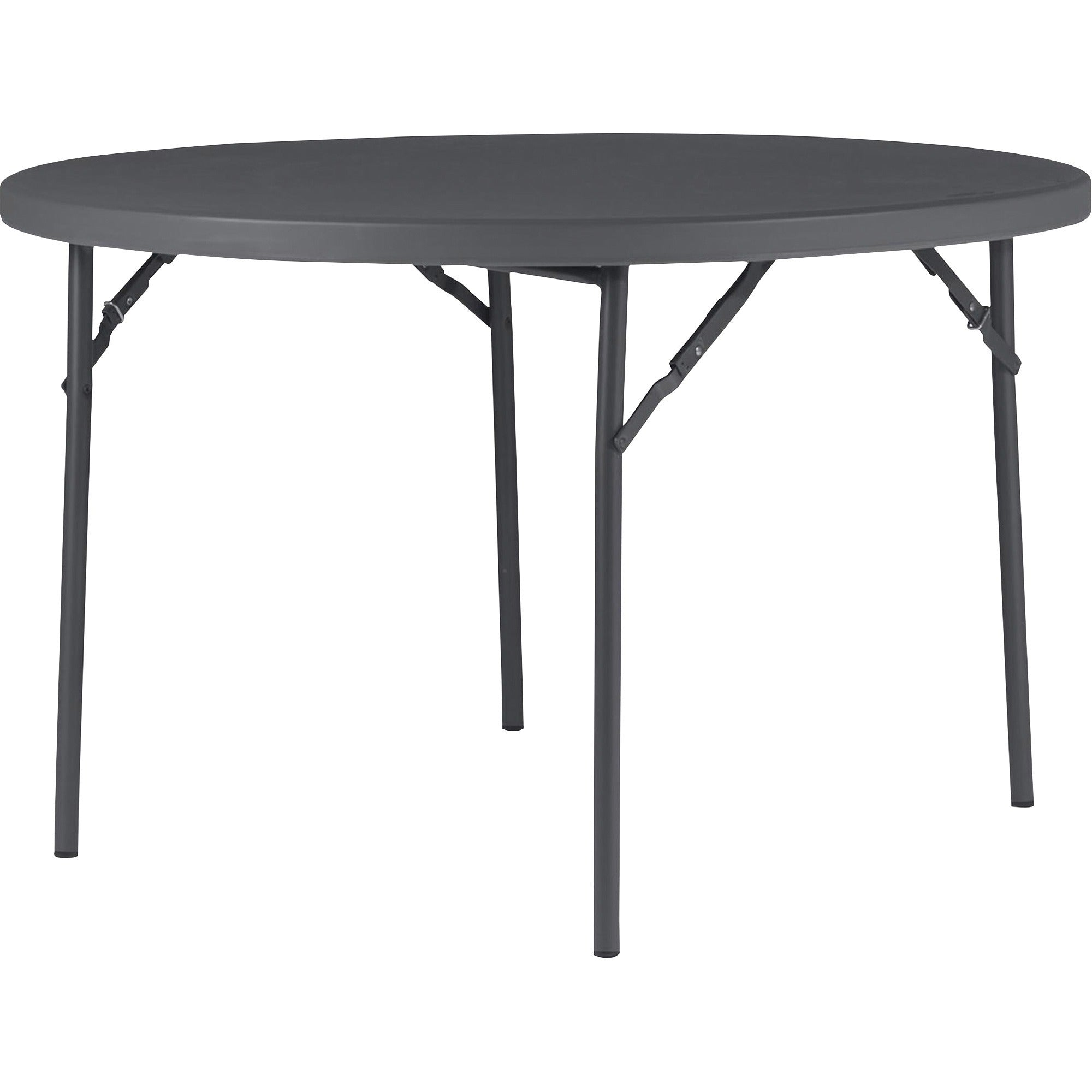 Dorel Zown Commercial Round Blow Mold Fold Table - For - Table TopRound Top - 4 Legs - 750 lb Capacity x 48" Table Top Diameter - 29.30" Height - Gray - High-density Polyethylene (HDPE), Resin - 1 Each - 1
