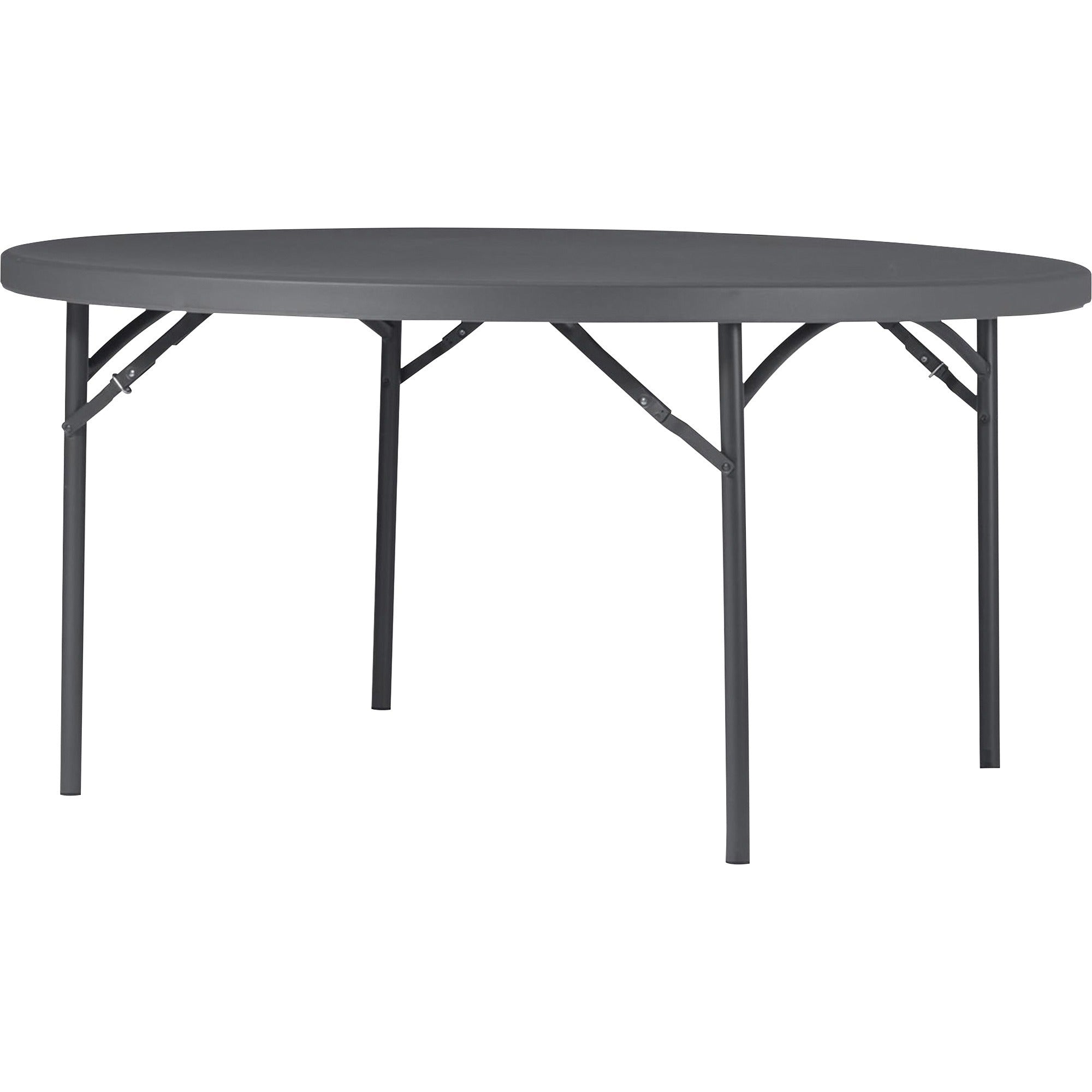Dorel Zown Commercial Round Blow Mold Fold Table - For - Table TopRound Top - 4 Legs - 750 lb Capacity x 60" Table Top Diameter - 29.20" Height - Gray - High-density Polyethylene (HDPE), Resin - 1 Each - 1