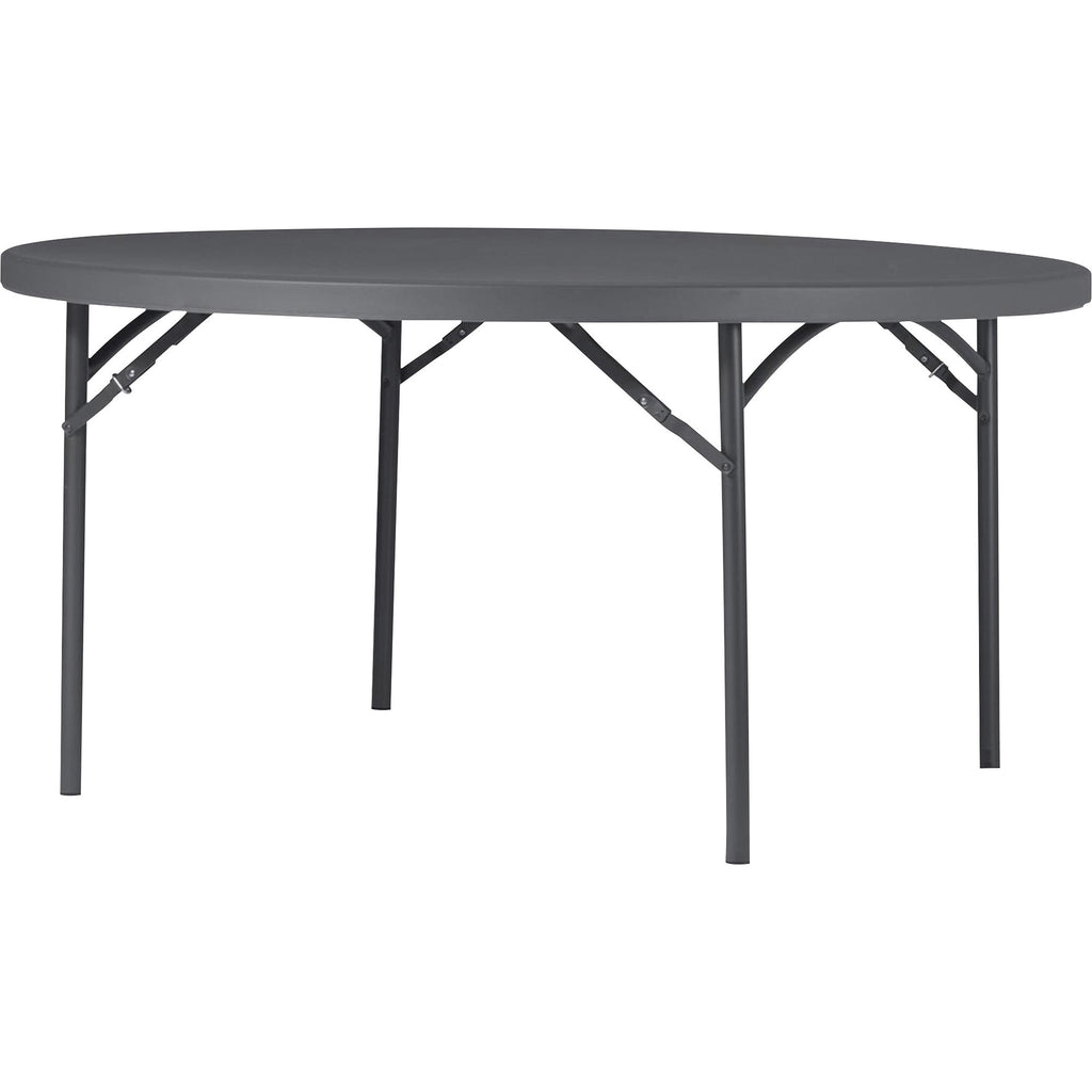 Cosco Zown Commercial Round Blow Mold Fold Table - For - Table TopRound Top - 750 lb Capacity x 72" Table Top Diameter - 29.30" Height - Gray - High-density Polyethylene (HDPE), Resin - 1 Each