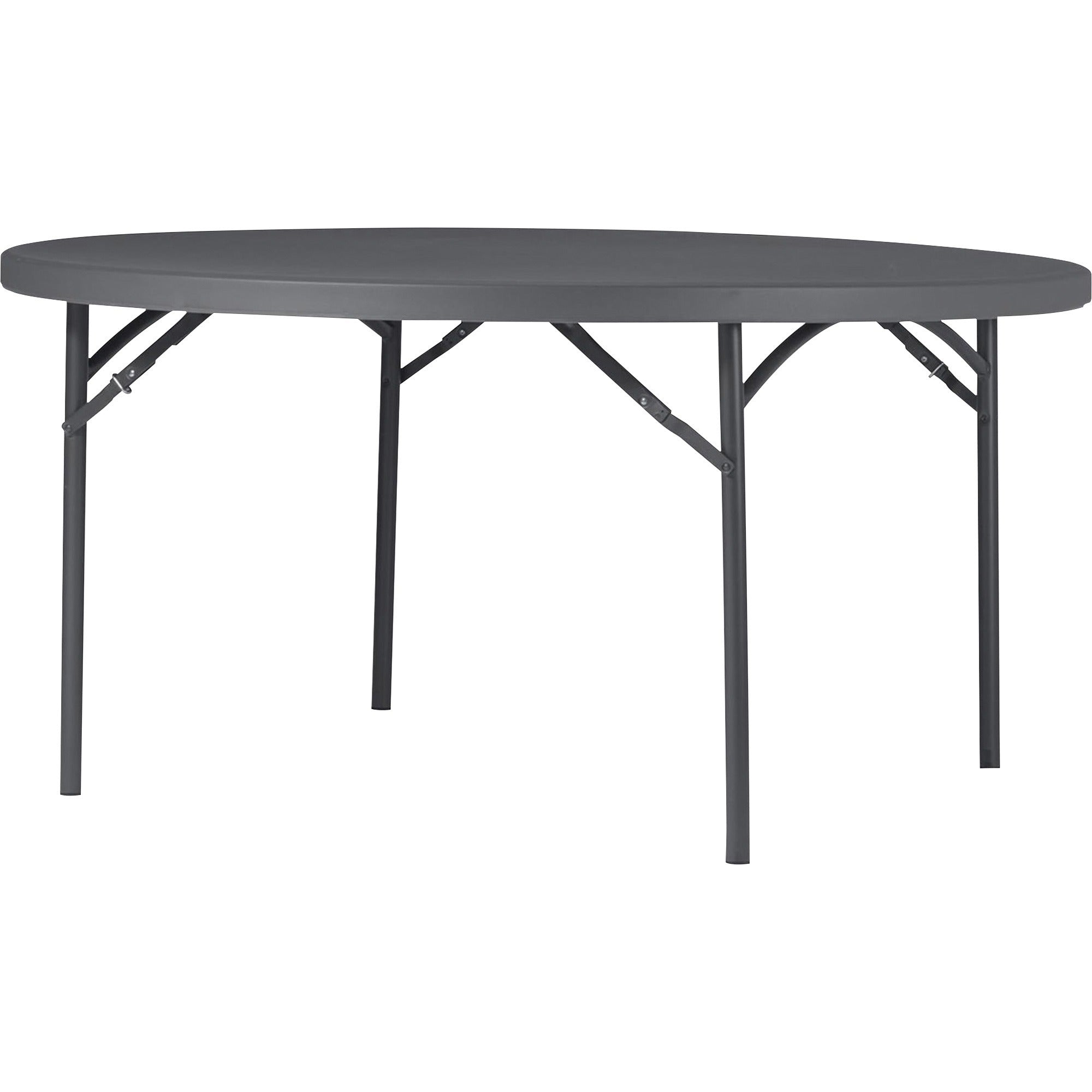 Cosco Zown Commercial Round Blow Mold Fold Table - For - Table TopRound Top - 750 lb Capacity x 72" Table Top Diameter - 29.30" Height - Gray - High-density Polyethylene (HDPE), Resin - 1 Each