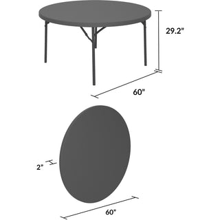 Cosco Zown Commercial Round Blow Mold Fold Table - For - Table TopRound Top - 750 lb Capacity x 72" Table Top Diameter - 29.30" Height - Gray - High-density Polyethylene (HDPE), Resin - 1 Each
