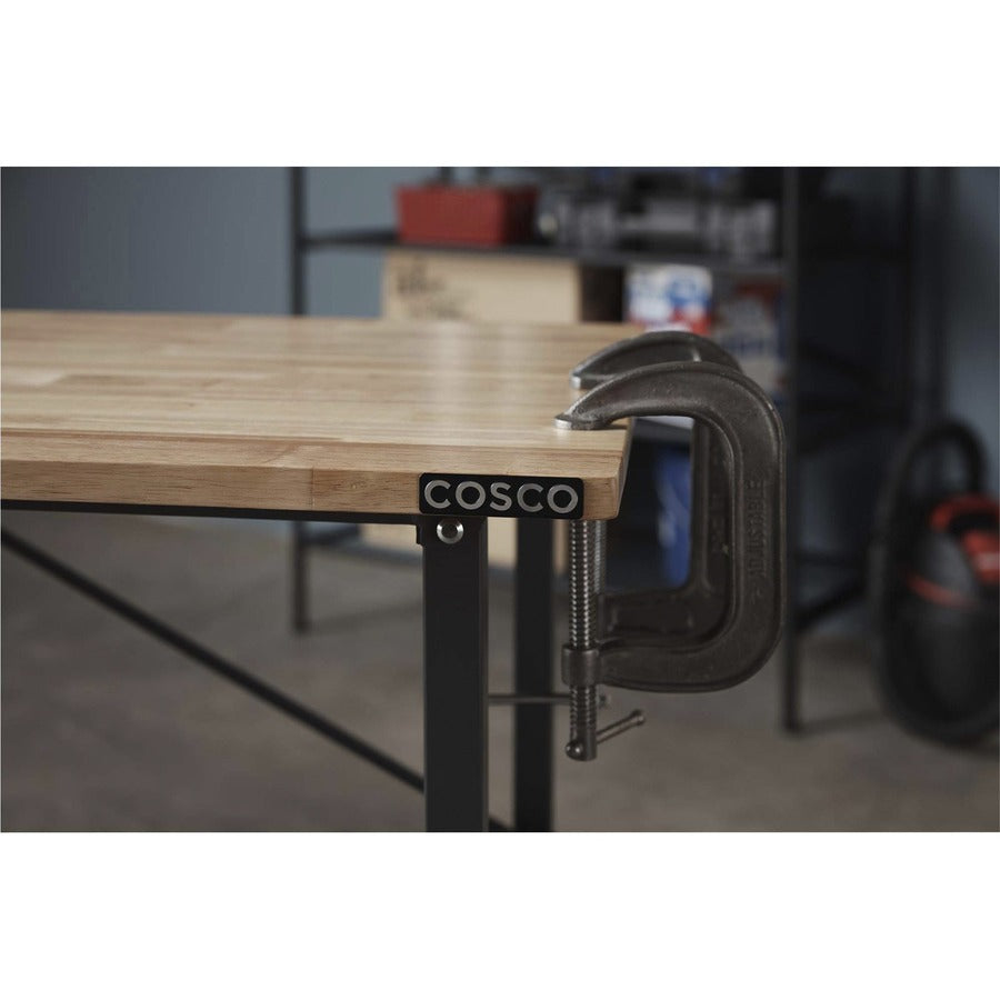 Cosco Smartfold Portable Work Desk Table - Four Leg Base - 4 Legs - 400 lb Capacity x 14.50" Table Top Width x 25.51" Table Top Depth - 55.25" Height - Gray - Steel - Hardwood Top Material - 1 Each
