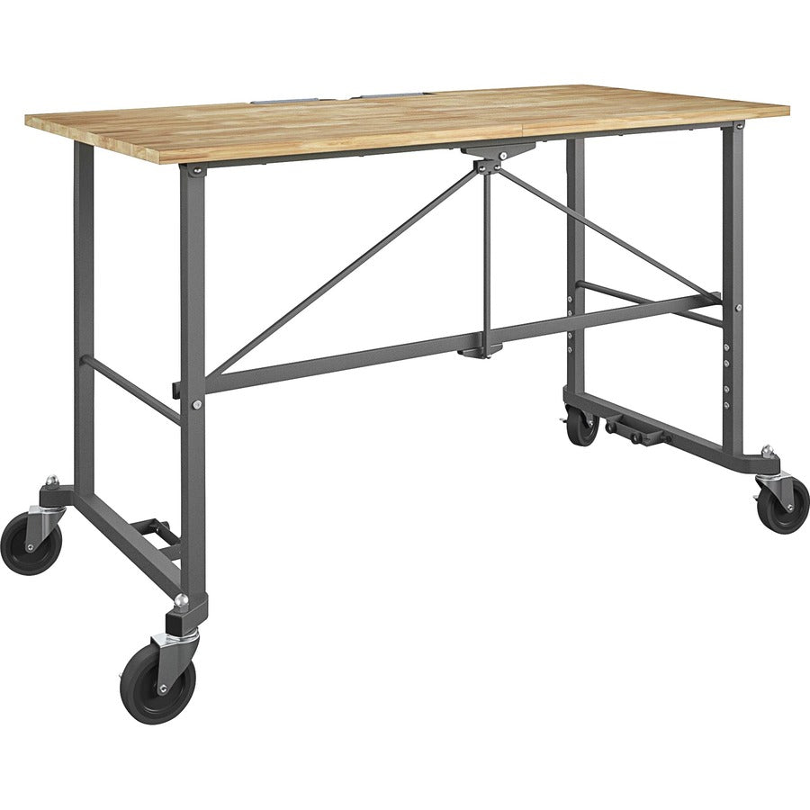 Cosco Smartfold Portable Work Desk Table - Four Leg Base - 4 Legs - 400 lb Capacity x 14.50" Table Top Width x 25.51" Table Top Depth - 55.25" Height - Gray - Steel - Hardwood Top Material - 1 Each
