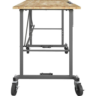 Cosco Smartfold Portable Work Desk Table - Four Leg Base - 4 Legs - 400 lb Capacity x 14.50" Table Top Width x 25.51" Table Top Depth - 55.25" Height - Gray - Steel - Hardwood Top Material - 1 Each