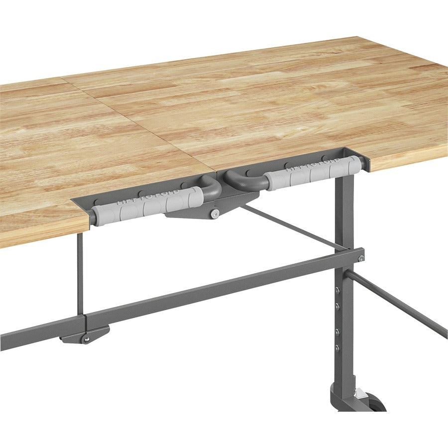 Cosco Smartfold Portable Work Desk Table - Four Leg Base - 4 Legs - 400 lb Capacity x 14.50" Table Top Width x 25.51" Table Top Depth - 55.25" Height - Gray - Steel - Hardwood Top Material - 1 Each