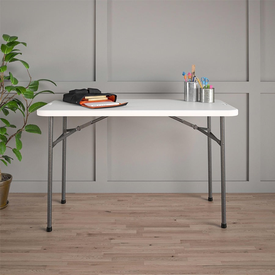 Cosco Straight Folding Utility Table - For - Table TopRectangle Top - Four Leg Base - 4 Legs - 200 lb Capacity x 48" Table Top Width x 24" Table Top Depth - 29.25" Height - White - 1 Each