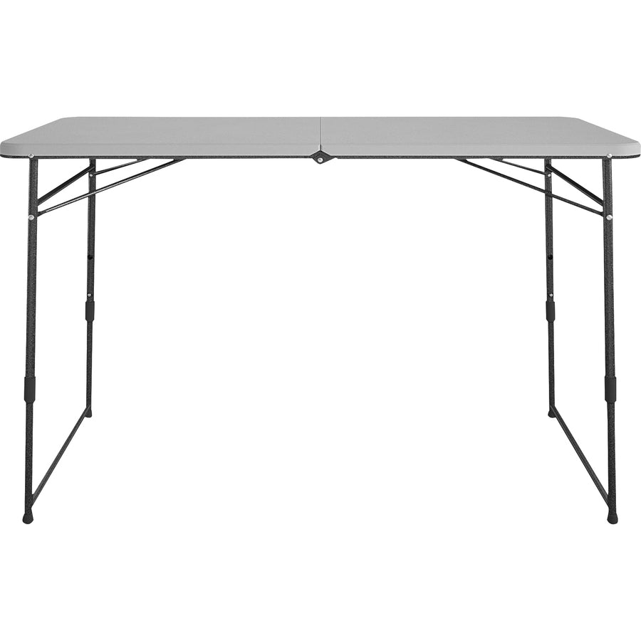 Cosco Fold Portable Indoor/Outdoor Utility Table - 200 lb Capacity - Adjustable Height x 48" Table Top Width x 24" Table Top Depth - 28" Height - Gray - Steel, Resin - 1 Each