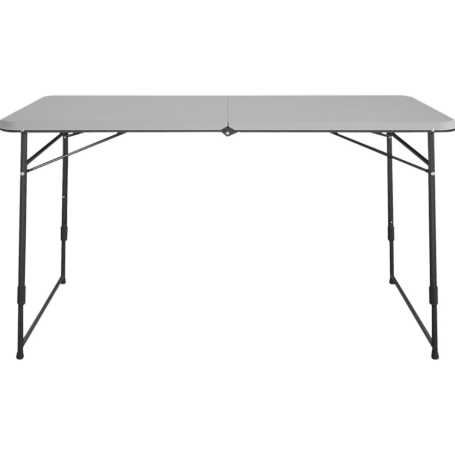 Cosco Fold Portable Indoor/Outdoor Utility Table - 200 lb Capacity - Adjustable Height x 48" Table Top Width x 24" Table Top Depth - 28" Height - Gray - Steel, Resin - 1 Each