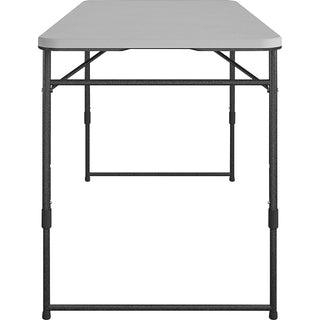 Cosco Fold Portable Indoor/Outdoor Utility Table - 200 lb Capacity - Adjustable Height x 48" Table Top Width x 24" Table Top Depth - 28" Height - Gray - Steel, Resin - 1 Each