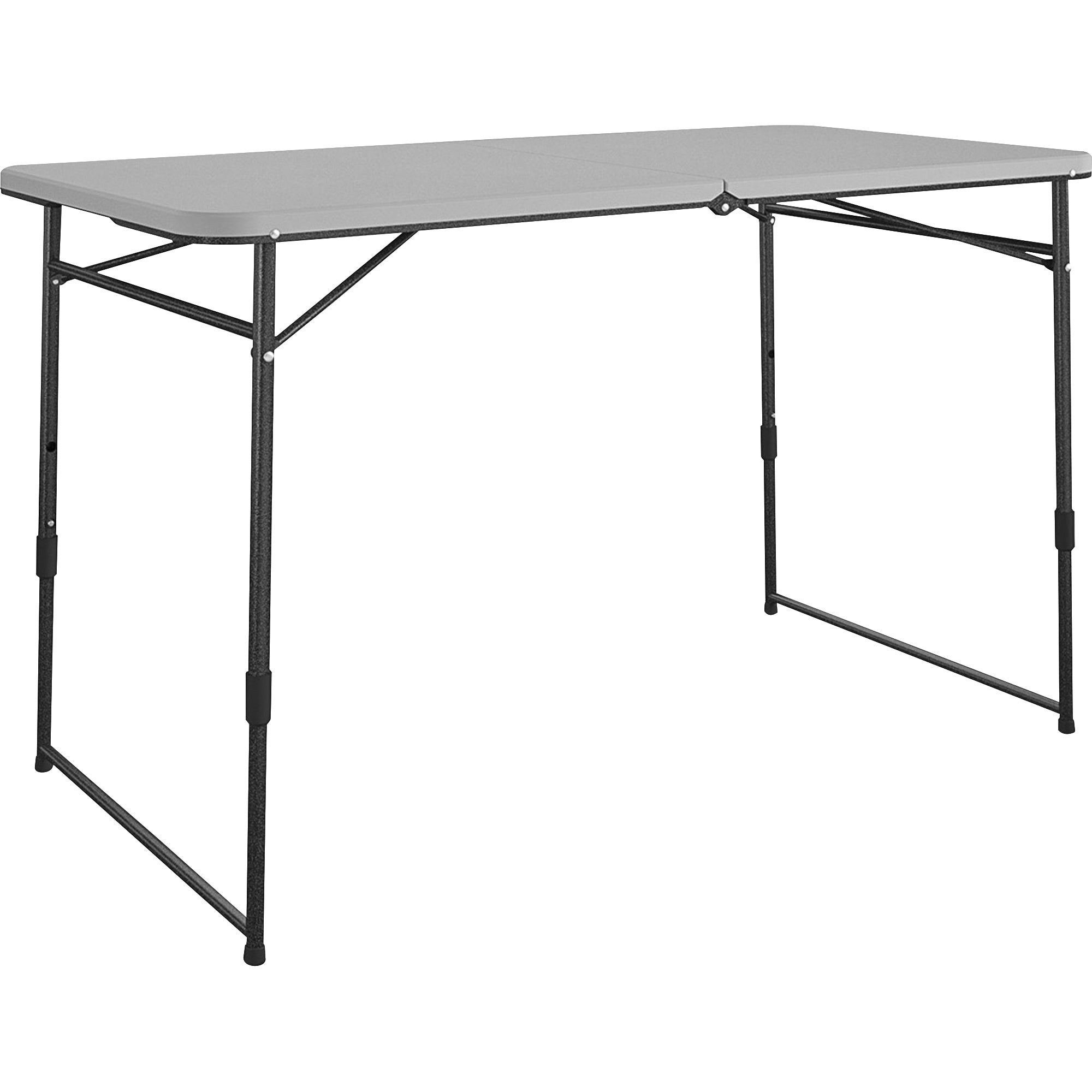 Cosco Fold Portable Indoor/Outdoor Utility Table - 200 lb Capacity - Adjustable Height x 48" Table Top Width x 24" Table Top Depth - 28" Height - Gray - Steel, Resin - 1 Each