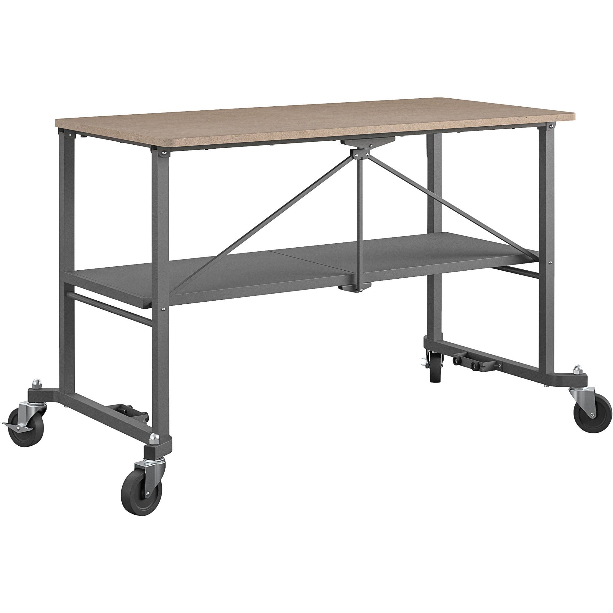 Cosco Smartfold Portable Work Desk Table - For - Table TopRectangle Top - Four Leg Base - 4 Legs - 600 lb Capacity x 51.40" Table Top Width x 26.50" Table Top Depth - 34" Height - Gray - Steel - Medium Density Fiberboard (MDF) Top Material - 1 Each - 1