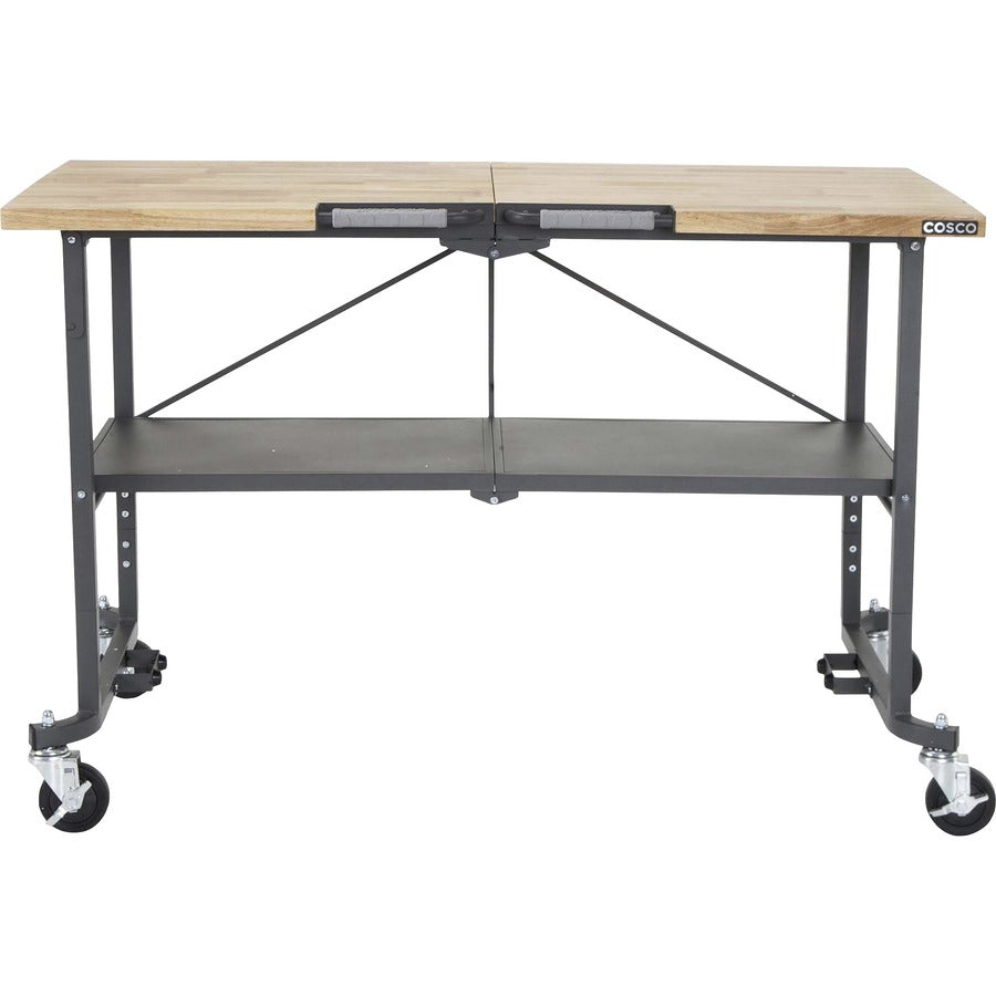Cosco SmartFold Butcher Block Portable Workbench - 400 lb Capacity x 52" Table Top Width x 34.80" Table Top Depth - 25.50" Height - Assembly Required - Gray - 1 Each