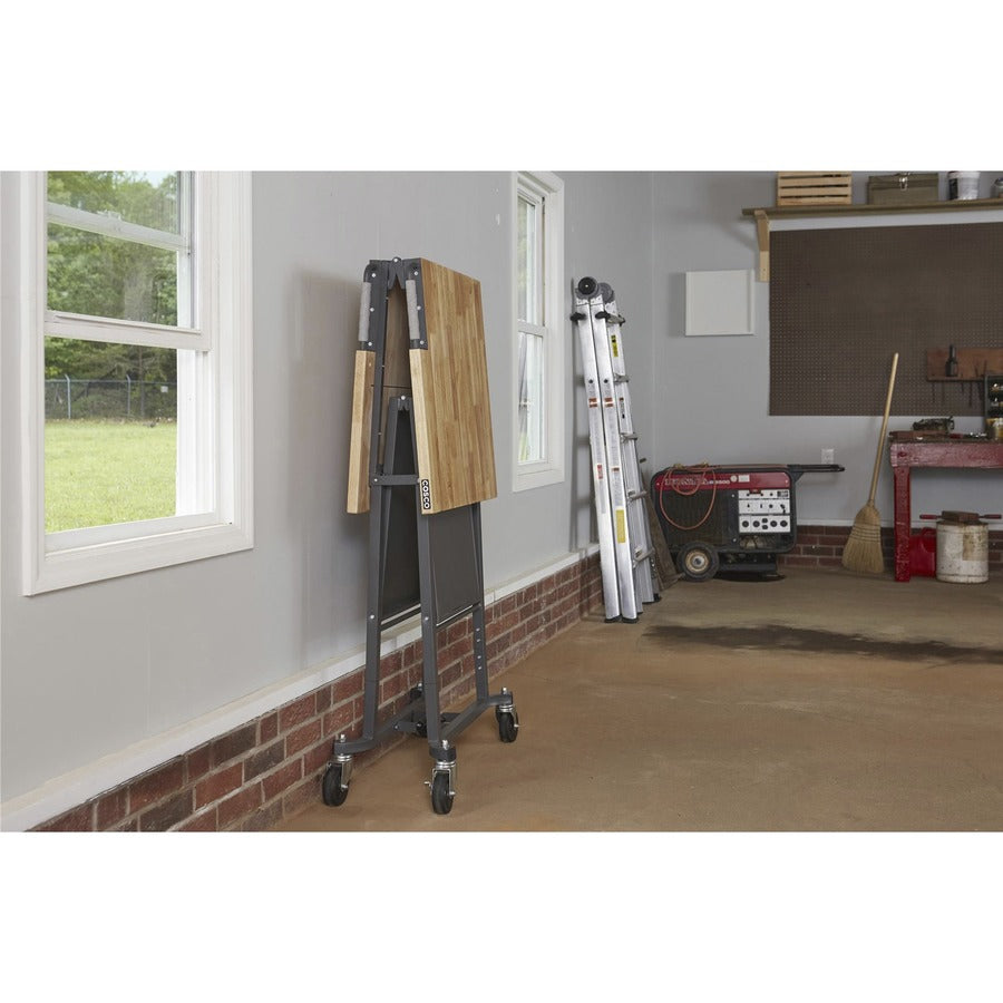 Cosco SmartFold Butcher Block Portable Workbench - 400 lb Capacity x 52" Table Top Width x 34.80" Table Top Depth - 25.50" Height - Assembly Required - Gray - 1 Each