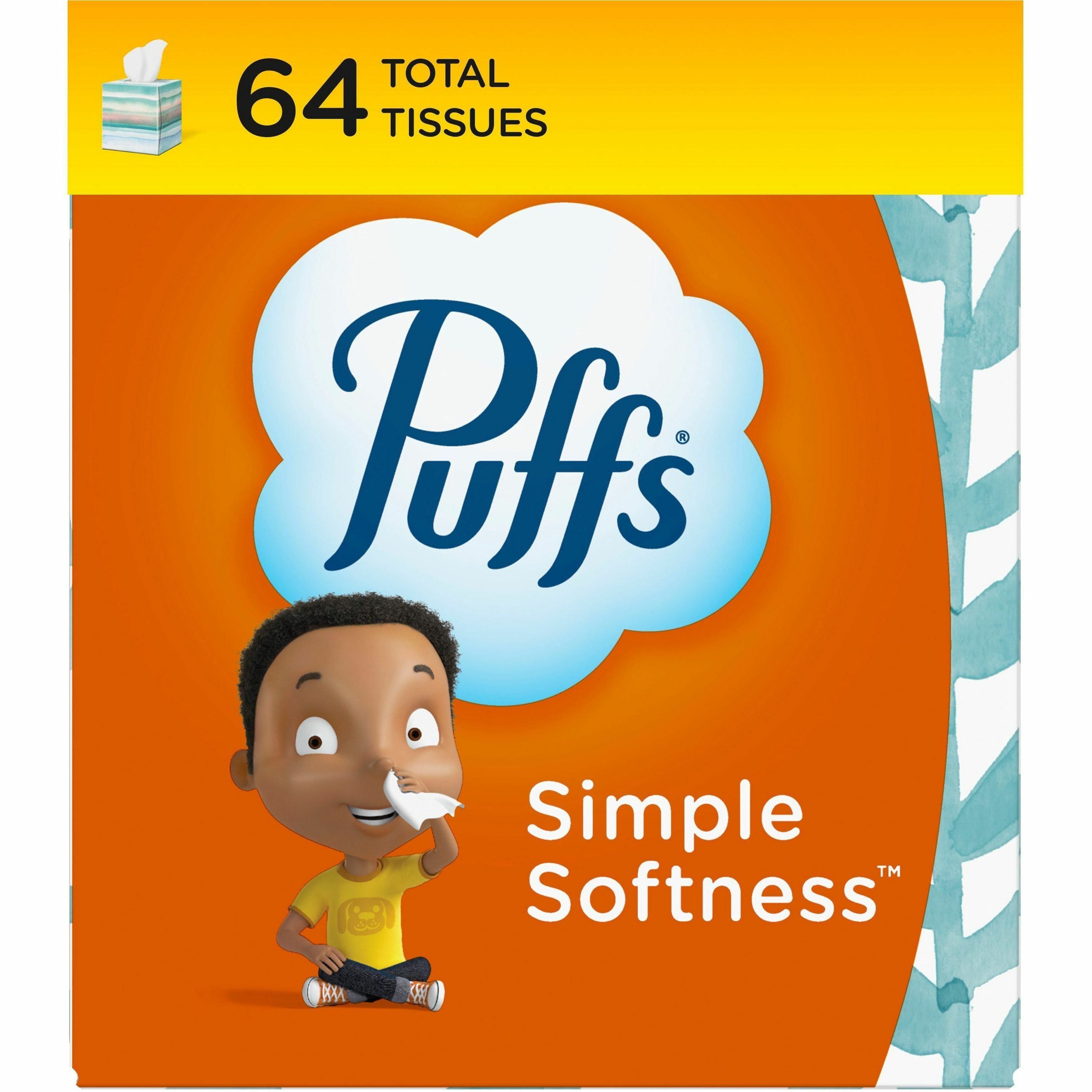 puffs-basic-facial-tissue-2-ply-840-x-820-white-soft-comfortable-allergen-free-durable-strong-lotion-free-fragrance-free-for-room-skin-home-skin-64-per-box-24-carton_pgc84405ct - 2