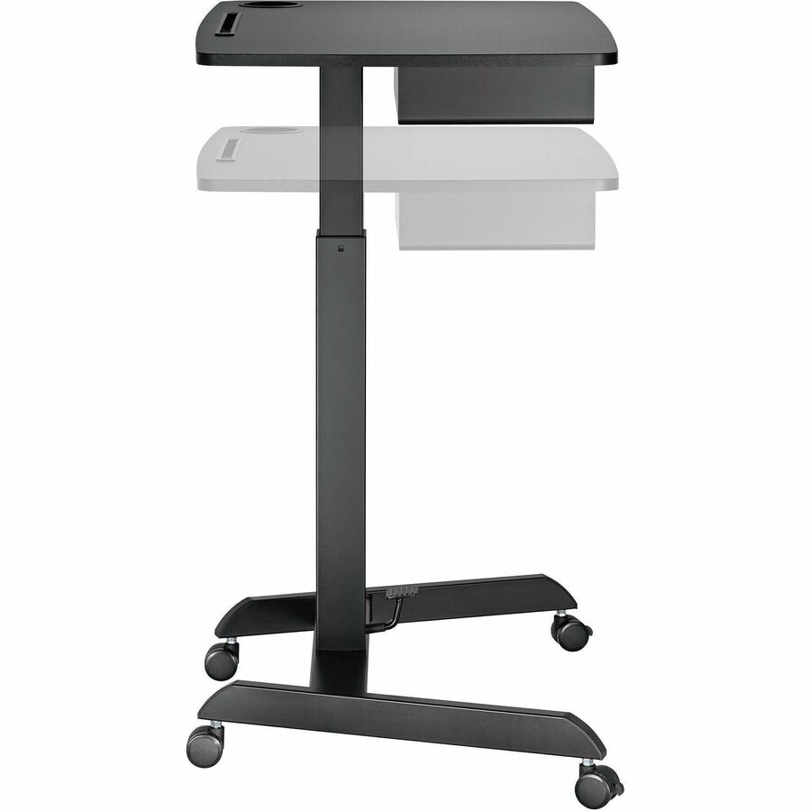 Kantek Adjustable Height Mobile Sit Stand Desk - Adjustable Height - 22" Table Top Length x 31.50" Table Top Width - 49" Height - Assembly Required - Black - Melamine Top Material - 1 Each