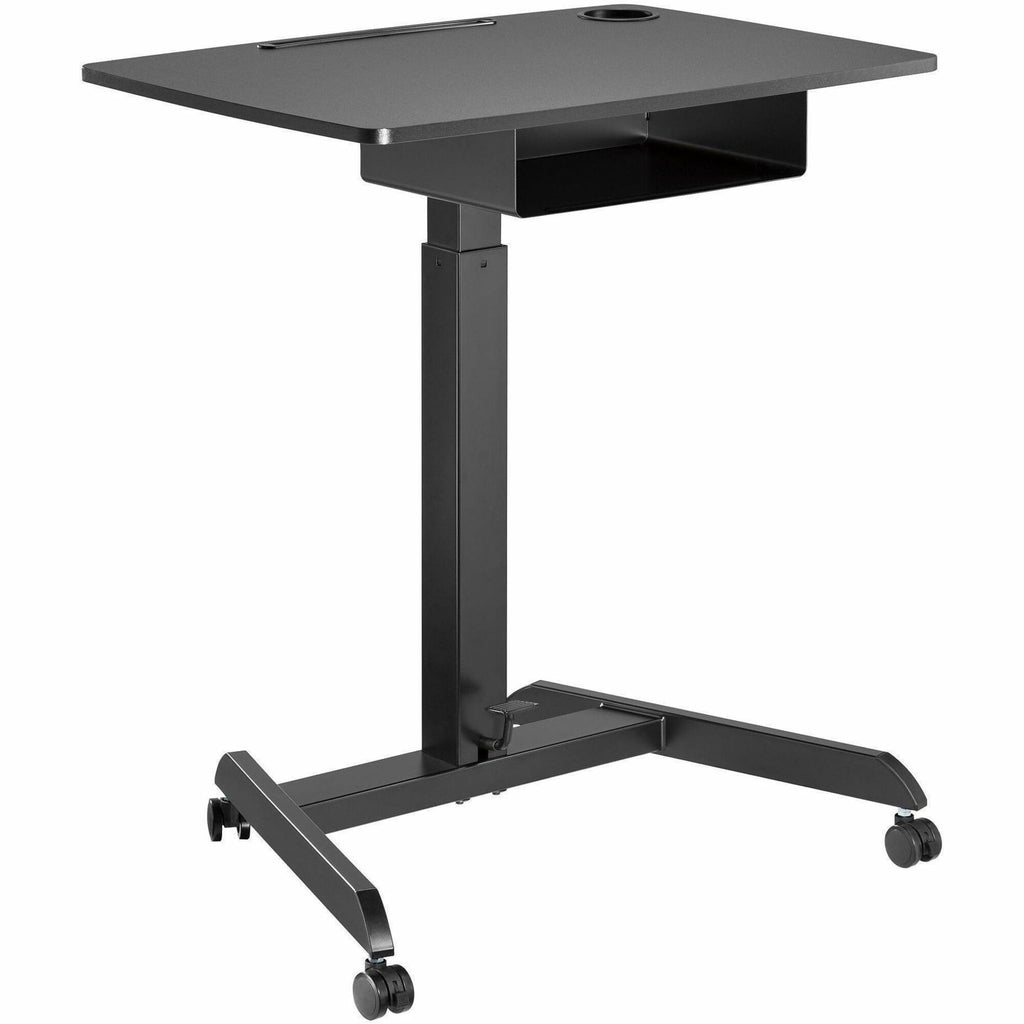 Kantek Adjustable Height Mobile Sit Stand Desk - Adjustable Height - 22" Table Top Length x 31.50" Table Top Width - 49" Height - Assembly Required - Black - Melamine Top Material - 1 Each
