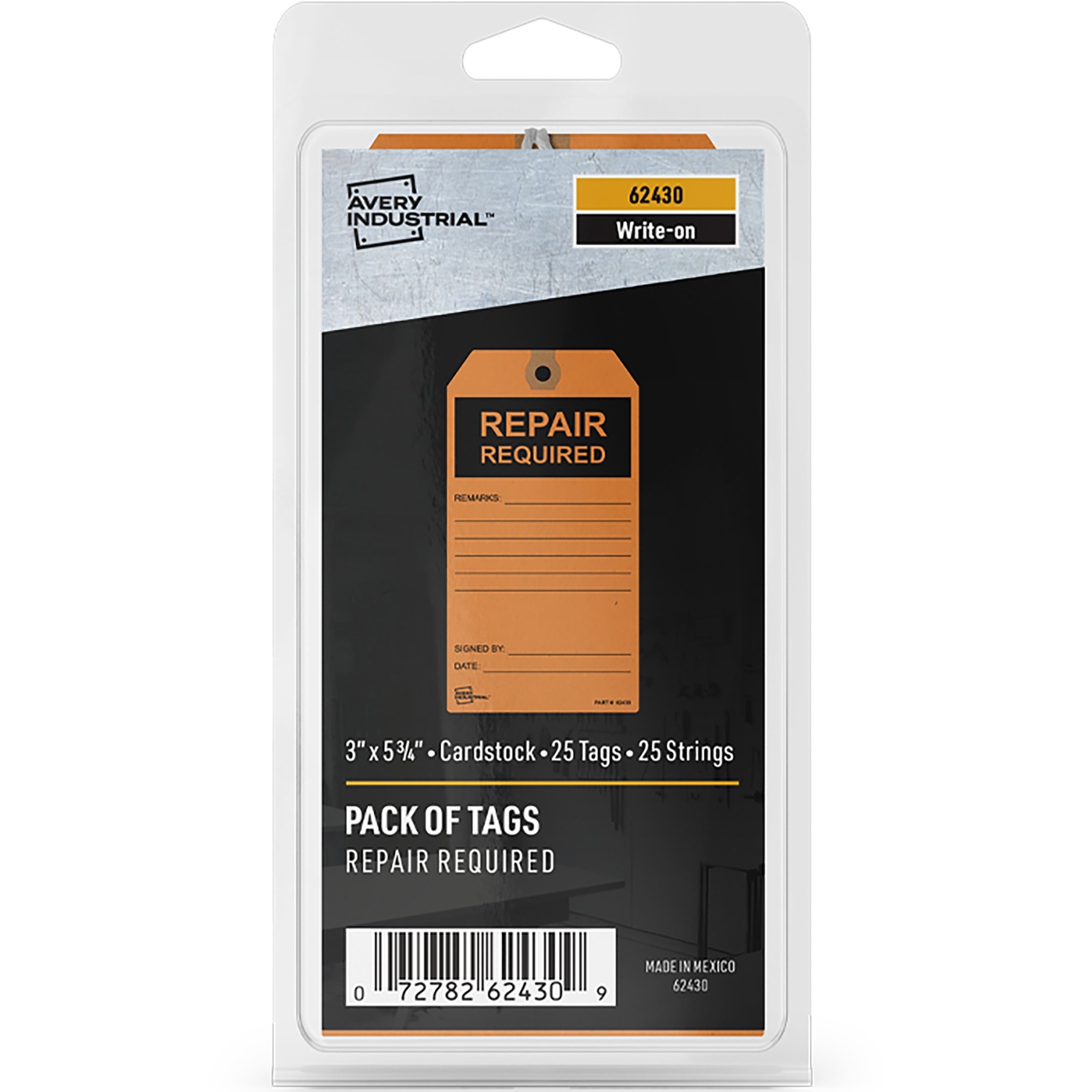 Avery Preprinted REPAIR REQUIRED Repair Tags - 5.75" Length x 3" Width - 25 / Pack - Card Stock - Orange