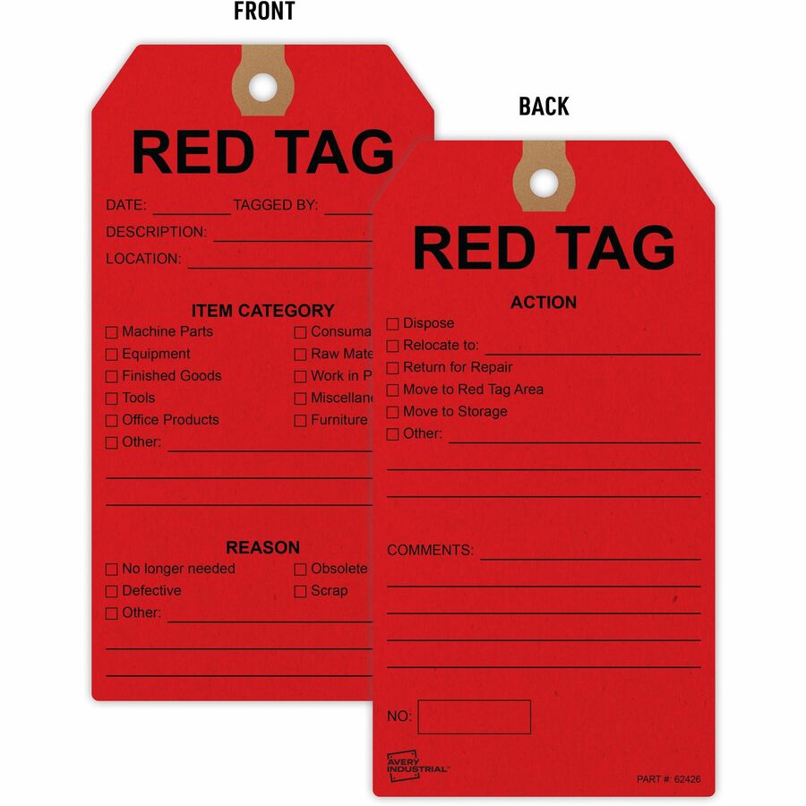 Avery Preprinted RED TAG 5S Hang Tags - 5.75" Length x 3" Width - 25 / Pack - Card Stock - Red - 5