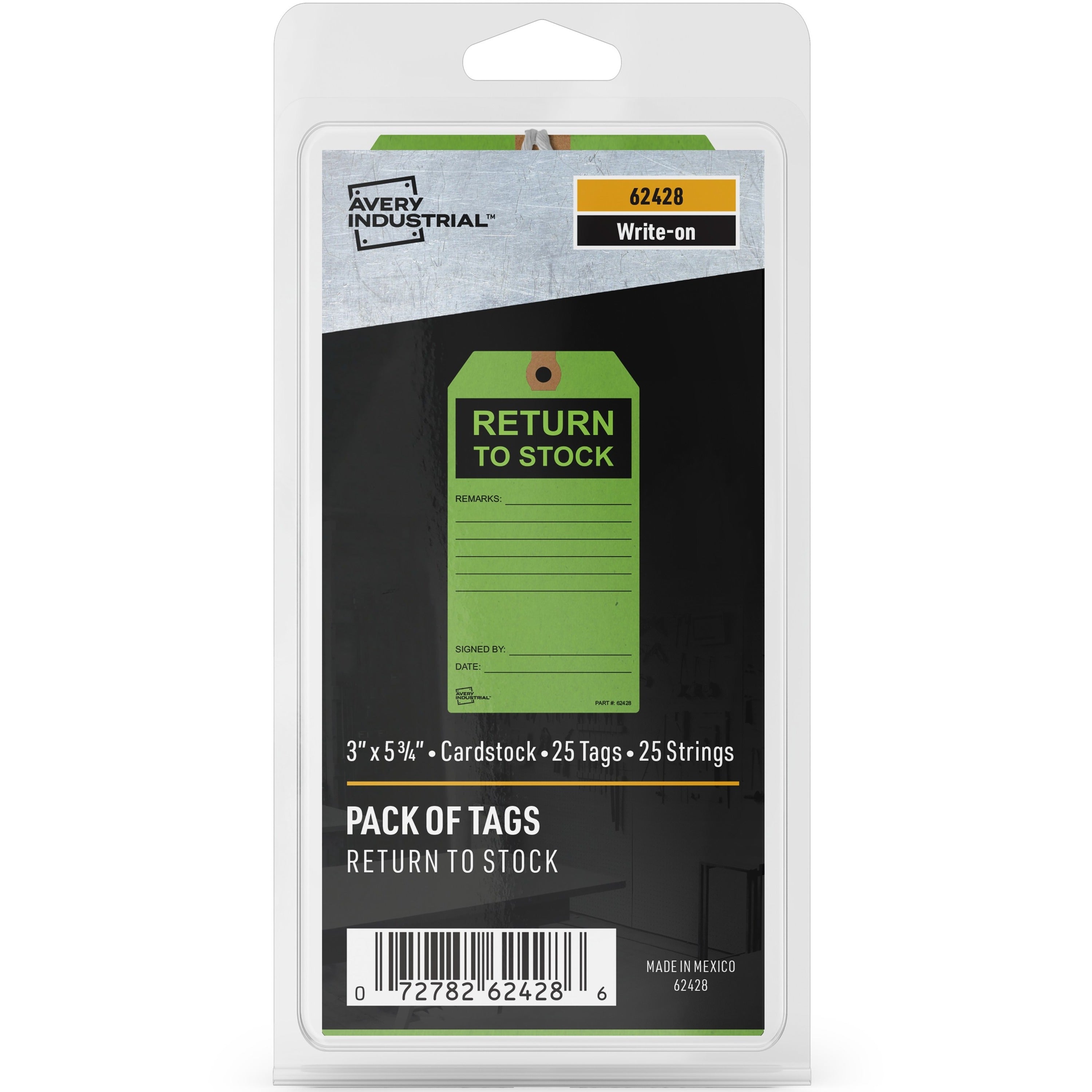 Avery RETURN TO STOCK Preprinted Inventory Tags - 5.75" Length x 3" Width - Rectangular - 25 / Pack - Card Stock - Green