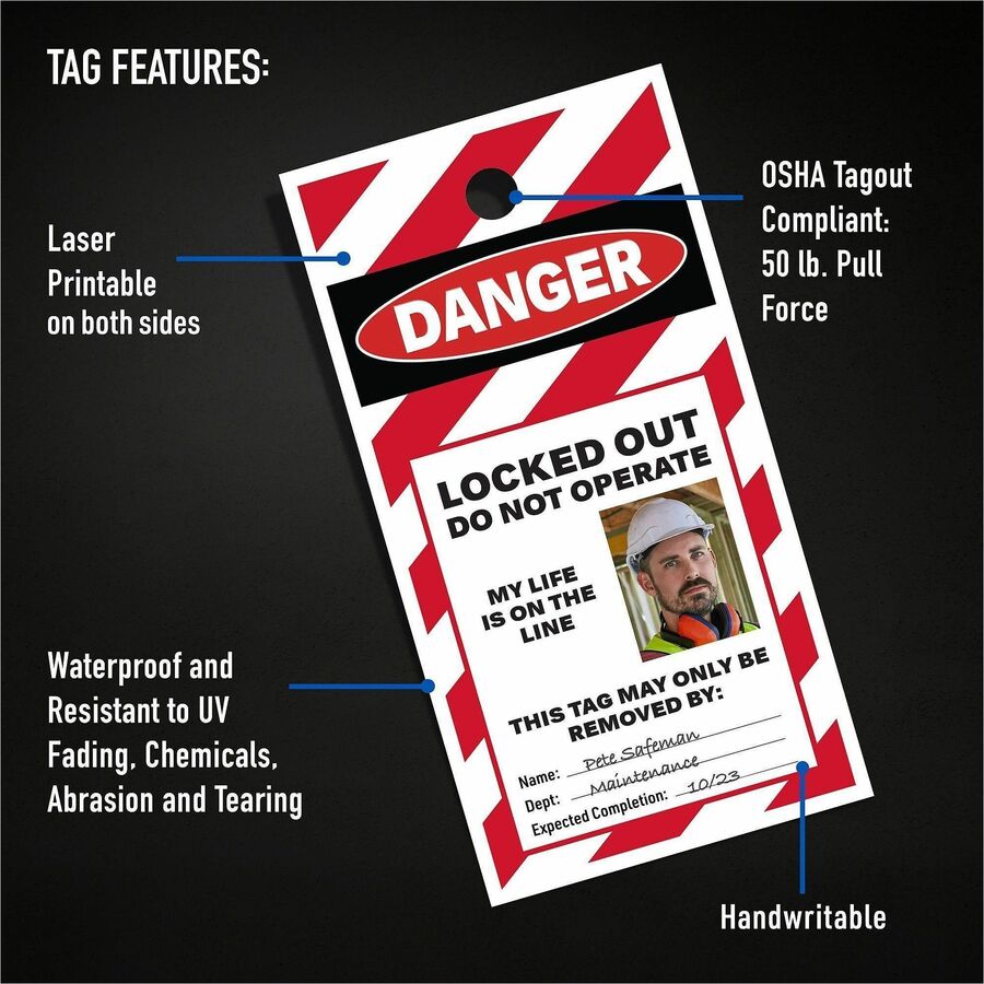 Avery UltraDuty Lock Out Tag Out Hang Tags - 2.92" Length x 5.50" Width - 60 / Pack - Plastic - White