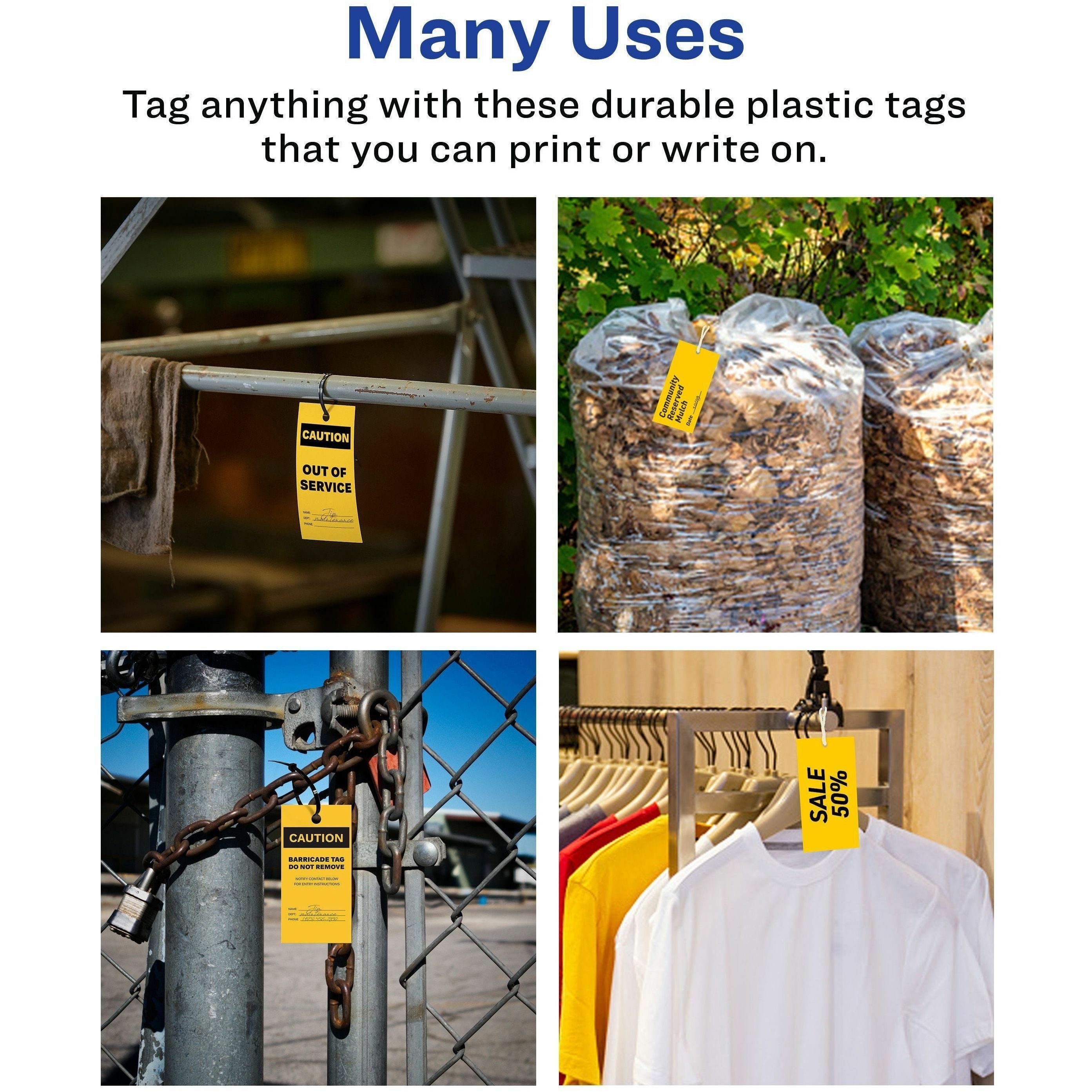 Avery UltraDuty Lock Out Tag Out Hang Tags - 2.92" Length x 5.50" Width - 60 / Pack - Plastic - Yellow - 4
