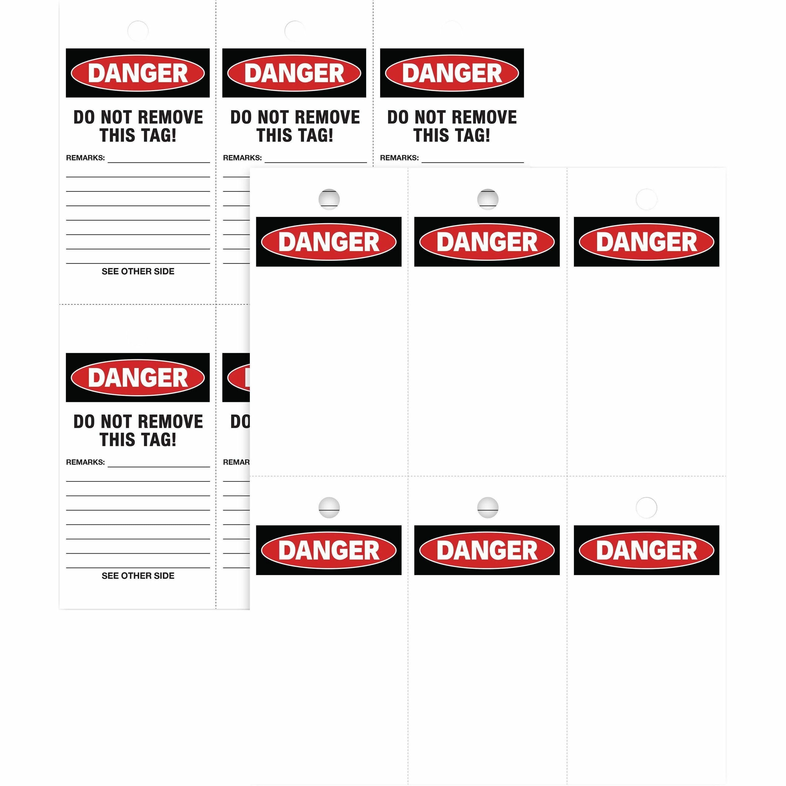 Avery UltraDuty LOTO Prerinted DANGER Hang Tags - 2.92" Length x 5.50" Width - 60 / Pack - Plastic - White - 5