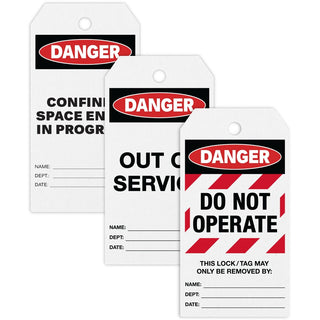 Avery UltraDuty Hazard Warning Tag Kit - 3.25" Length x 5.75" Width - 15 / Pack - Plastic, Nylon, Vinyl - White