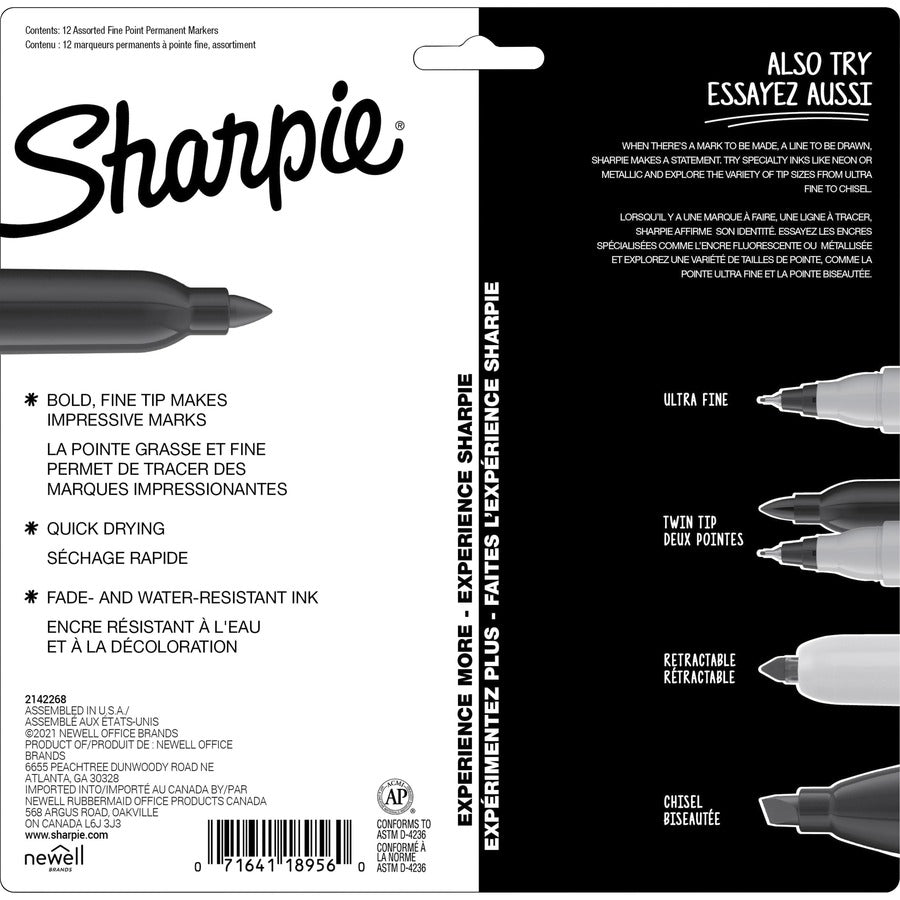 Sharpie Mystic Gems Permanent Markers - Fine Marker Point - Multi - 12 / Pack