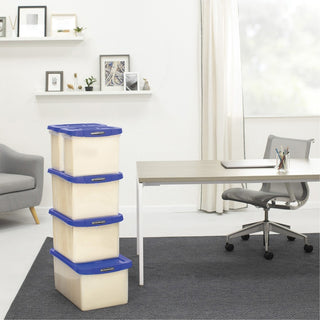 Bankers Box Heavy-Duty File Box - External Dimensions: 14.2" Width x 22.4" Depth x 10.6" Height - Media Size Supported: Letter 8.50" x 11" - Lid Lock Closure - Stackable - Plastic, Polypropylene - Clear, Blue - For File, Document, Storage - 1 Each -