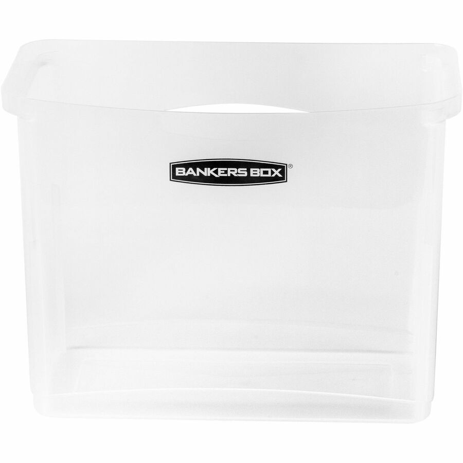 Bankers Box Portable Open Desktop File Box with Side Handles, 1 Each - Desktop - Hanging Rail, Handle, Durable - Clear - Polypropylene - 1 Each